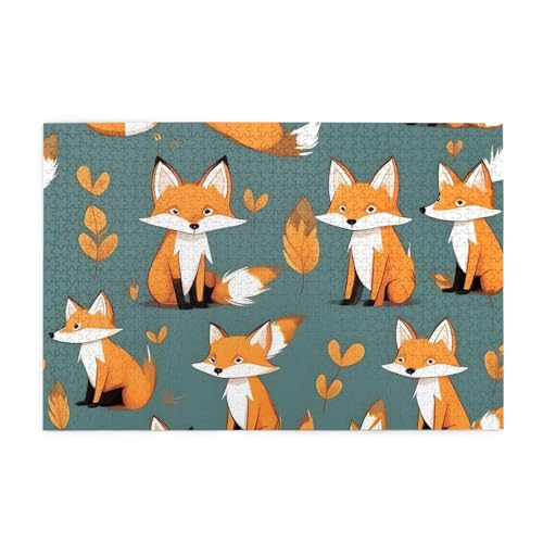 Yellow Fox Jigsaw Puzzles1000 Teile Pädagogische Intellektuelle Holzpuzzles, lustige Puzzles, Stressabbau-Puzzles von KINGNOYI