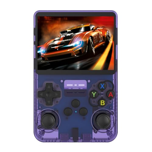 KINMRIS R36S Retro Handheld Spielkonsole, Retro Konsole 3,5-Zoll-IPS-Bildschirm, 128 G über 40.000 Spiele, tragbare Spielkonsole für Kinder und Erwachsene, unterstützt mehrere Emulatoren (Lila) von KINMRIS