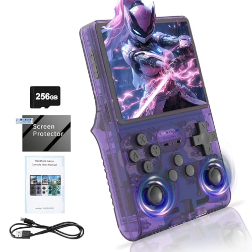 KINMRIS R40S Pro Retro Handheld Spielekonsole 256GB 30000+ Spiele, Retro Konsole 3.5 Zoll IPS Bildschirm Dual System Tragbarer Pocket Video Player von KINMRIS