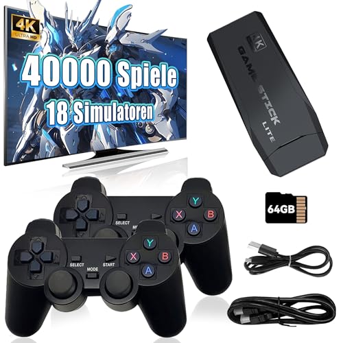 KINMRIS Retro Konsole Spielekonsole 40000 Spiele 4K USB Wireless 18 klassischen Emulatoren, Retrolink Videospielkonsole HDMI-kompatible Videospiel-Sticks KINMRIS Retro Konsole Spielekonsole 40000 Spiele 4K USB Wireless 18 klassischen Emulatoren, Retrolink Videospielkonsole HDMI-kompatible Videospiel-Sticks von KINMRIS