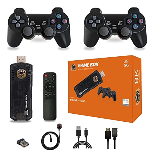 KINMRIS X8 64G 10000 Spiele, Spielekonsole, kabellos, TV-Gaming-Box mit doppeltem Controller-Griff, 3D, 8K, High-Definition-Media-Player, Spiel-Stick von KINMRIS