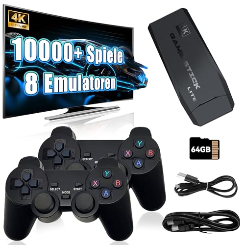 M8 Retro Spiel Stick 64GB, Retro Video Spiele Konsole mit 10000+ Integrierten Retro Spielen 8 Emulatoren, Plug and Play Retro TV Spielen, Zwei 2,4GHz Funkcontrollern, TV Ausgang M8 Retro Spiel Stick 64GB, Retro Video Spiele Konsole mit 10000+ Integrierten Retro Spielen 8 Emulatoren, Plug and Play Retro TV Spielen, Zwei 2,4GHz Funkcontrollern, TV Ausgang von KINMRIS