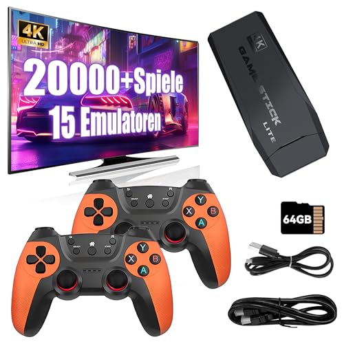 M9 Retro Spiele Stick, Retro Videokonsole 64GB mit 20000+ Retro Spielen 15 Emulatoren, Plug and Play Retro TV Spiel, mit Wiederaufladbaren Funkcontrollern, Unterstützung für Suche/Speichern/Favoriten M9 Retro Spiele Stick, Retro Videokonsole 64GB mit 20000+ Retro Spielen 15 Emulatoren, Plug and Play Retro TV Spiel, mit Wiederaufladbaren Funkcontrollern, Unterstützung für Suche/Speichern/Favoriten von KINMRIS