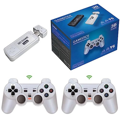 Y6 2.4G Wireless Game TV Stick Retro Familie Tragbare Videospielkonsole 128G 10000+ Spiele Emuelec4.3 4K HD TV Game Stick von KINMRIS