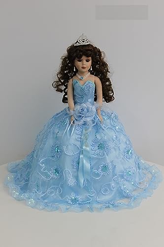 KINNEX COLLECTIONS SINCE 1997 Quinceanera Regenschirmpuppe aus Porzellan, 45,7 cm (18 Zoll) (Quitte Anos) KK18725 (Babyblau) von KINNEX COLLECTIONS SINCE 1997