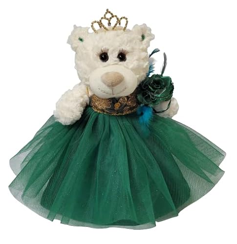 KINNEX COLLECTIONS SINCE 1997 Quitte Anos Teddybär mit Kleid Stickerei Mis 15 Anos (Mittelstück) ~ B09631-33G (Smaragdgrün), 30,5 cm von KINNEX COLLECTIONS SINCE 1997