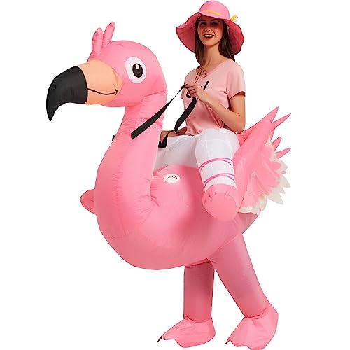 KINQUINN Aufblasbares Kostüm Flamingo Kostüm Kinder Reiten auf Flamingo Aufblasbare Halloween Kostüme für Kinder von KINQUINN