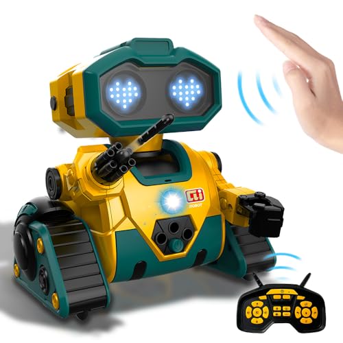 KINSAM RC Roboter Spielzeug für Kinder, LED-Augen mit Musik, Wiederaufladbarer Akku, Gestensensor – Interaktiver Roboter Geschenk für Jungen und Mädchen 3 4 5 6 7 8 9 Jahre von KINSAM