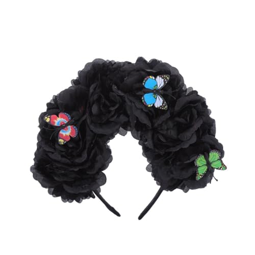 KINSPON Kopfbedeckung Halloween Mexikaner Blume Stirnband Schmetterlinge Dekor Party Kostüm Zubehör Kopfschmuck 10,2 cm Blume von KINSPON