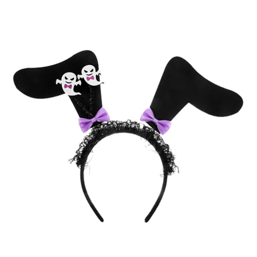 KINSPON Kopfbedeckung Spitze Stirnbänder Kaninchen Ohr Haarreifen für Halloween Party Versorgung Schleife Kürbis Dress Up Bowknot Stirnband von KINSPON