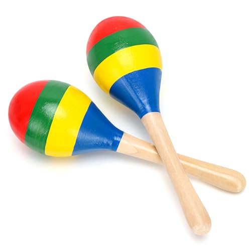 Maracas, Hand-Percussion-Rasseln für Kinder, Rumba-Shaker, Handmusikinstrumente mit klarem Rhythmus, für Kinder und Erwachsene, bunt, 2 Stück von KINYFY