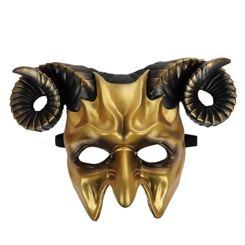 KIPETTO Teufel Horns Maske Halloween Halbe Gesichtsmaske Ochsenhörner Maske Horror Tier Cosplay Maske von KIPETTO