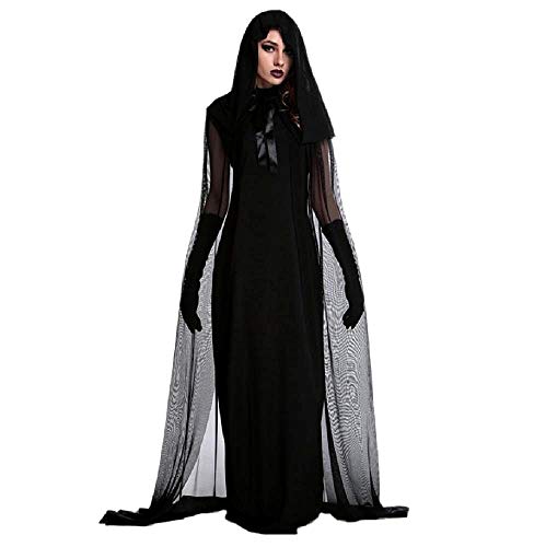 KIRALOVE Hexenkostüm - priesterin - zauberin - Morticia - geisterbraut - Vampir - schwarzes - Verkleidet Frau - Halloween - Karneval - Frau - mädchen - größe XL - ursprüngliche Geschenkidee Cosplay von KIRALOVE