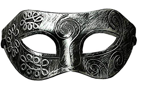 KIRALOVE Maske - antike silberfarbe - venezianisch - Halloween - Karneval - Mann - Unisex - metallic - Effekt - flexibel - esoterisch - originelle Geschenkidee von KIRALOVE