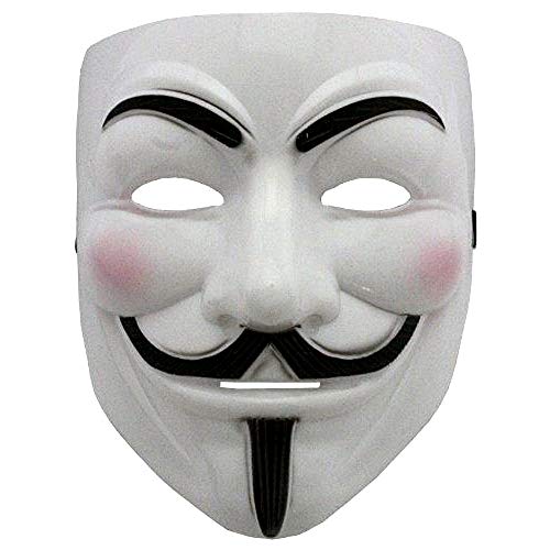 KIRALOVE Maske - weiße farbe - halloween - karneval - mann - v für rache - kerl fawkes - film - berühmt - anonym - originelle geschenkidee v per vendetta anonymous guy fawkes von KIRALOVE