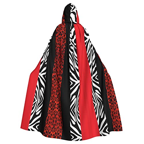 KIROJA Roter Leoparden- und Zebra-Tier-Kapuzenumhang mit Kapuze, für Weihnachten, Halloween, Party, Umhang, Cosplay-Kostüme für Herren/Damen von KIROJA