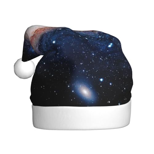 KIROJA Weihnachtsmütze mit Sternenhimmel-Universum, Weltraumdruck, Plüsch, Weihnachtsmütze für Erwachsene, Weihnachten, Party, Weihnachten, Heimdekoration von KIROJA