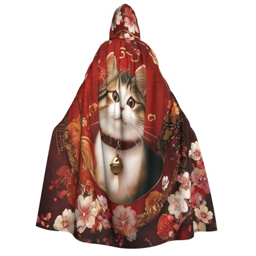 KIRROWE New Year Cats Hooded Cloak for Adults - Perfect Costume for Halloween Cosplays and Themed Parties von KIRROWE