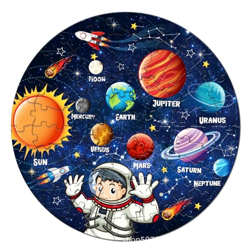 Sonnensystem Bodenpuzzle für Kinder, 71 Teile Riesen Kinderpuzzle Weltraum Runde Planeten Puzzle für Kinder 3 4 5 6 7 8, Puzzle Geschenke für Jungen Mädchen von KISPATTI