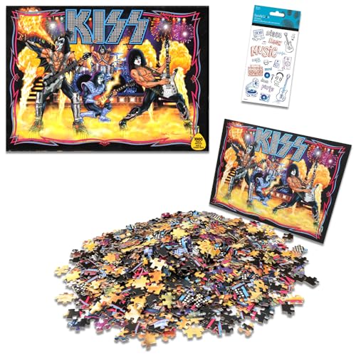 1000 Teile Kiss Band Puzzle für Erwachsene - Bundle mit Kiss Band Puzzle Plus Bonus Lesezeichen für Erwachsene, Teens | 1000 Teile Rock and Roll Band Puzzles für Erwachsene von KISS