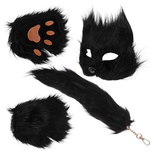 KITANDOVE 1 Satz Fuchs-masken-set Flauschiger Fuchsschwanz Maske Für Fuchskostüm Flauschiger Maskenfuchs Wolf Kostüm Maskerade Fuchsmaske Maske Für Cosplay Fuchsohren Und Black Stoff von KITANDOVE