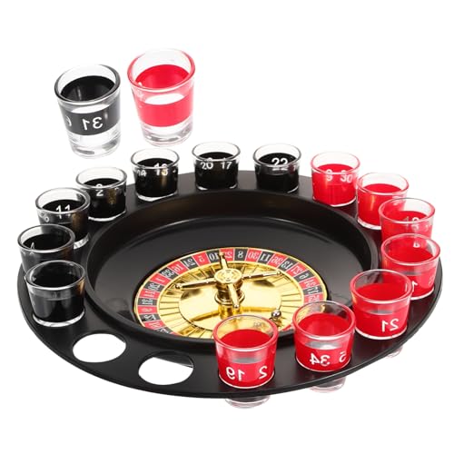 KITANDOVE 1 Satz Weindrehteller Schnapsgläser Roulette-Requisite Trinkspinnrad Poker Shot Roulette Lustiges Trinkroulette Party-Roulette Trinken Trinkspiel Für Den Junggesellenabschied Glas von KITANDOVE