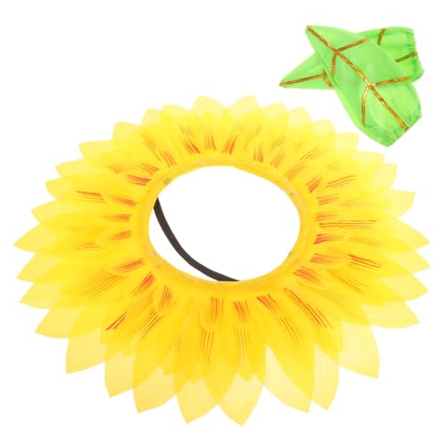 KITANDOVE 1 Set Sonnenkopfschmuck Kleidung Kopfbedeckung Sonnenblume Partyzubehör Kinderkostüm Lustige Hüte Für Party Sonnenblumen Stirnband Lustiges Kostüm Seidenstoff von KITANDOVE