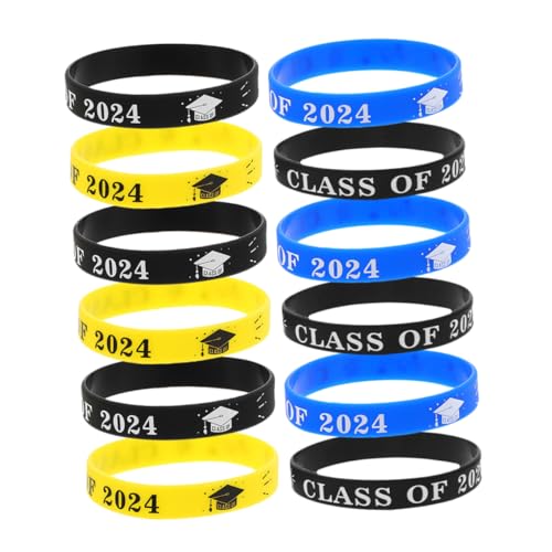 KITANDOVE 12 Stück 2024 Abschlussarmband Abschlussarmbänder 2024 Herzlichen Glückwunsch, Absolvent, 2024 Absolventenarmbänder Europäisch Und Amerikanisch Student Abschluss Saison Kieselgel von KITANDOVE