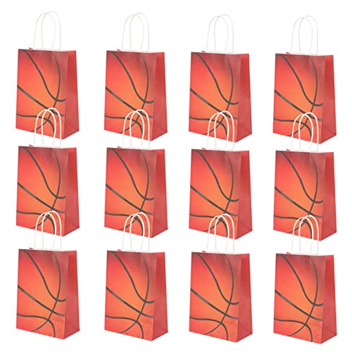 KITANDOVE 12st Basketball-geschenkbeutel Merchandise-Taschen Goodie-Bags Für Basketball-Partys Bonbontüten Aus Kraftpapier Basketball-süßigkeitsbeutel Basketballtaschen Weißes Kraftpapier von KITANDOVE