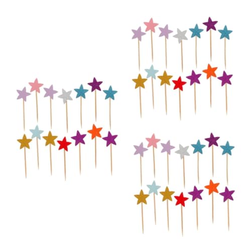 KITANDOVE 150 Stk dekorative Tortenaufsätze Kuchen Picks Cupcake-Topper mit Glitzersternen Dessert-Topper Star-Cupcake-Picks the wedding party dekoration party Kuchen Topper Bambus von KITANDOVE