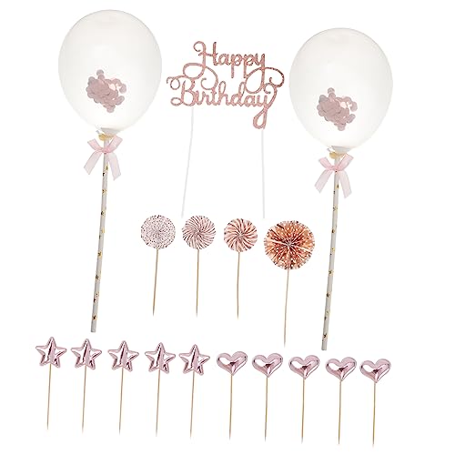 KITANDOVE 17st Kuchenstangen Geburtstagstorte Dekoration Geburtstag Topper Konfetti-ballon-kuchen-picks Goldene Kuchendekoration Geburtstagsdekoration Kuchen Verzieren Rose Gold Papier von KITANDOVE