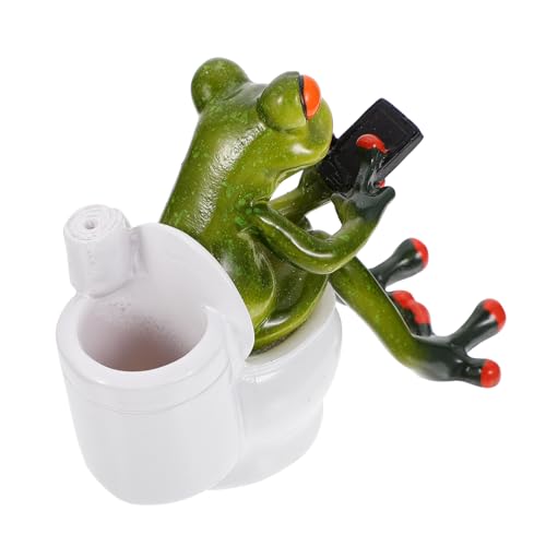 KITANDOVE 1stk Toilettenstifthalter Aus Kunstharz Miniaturstatuen Im Freien Frosch Bleistifthalter Tasse Froschskulptur Heim Tierfiguren Zum Sammeln Feengarten-tierstatue Desktop Naturharz von KITANDOVE