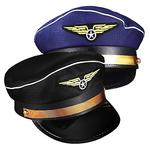 KITANDOVE 2 Stück Polyester Pilot Hut Trendige Hüte Pilot Flugbegleiter Kostüm von KITANDOVE