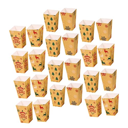 KITANDOVE 24 Stück Schachteln Für Weihnachts Popcorn Boxen Zum Thema Weihnachten Snack Boxen Pommes Frites Servierboxen Karton Süßigkeiten Behälter Party Snacks Behälter von KITANDOVE