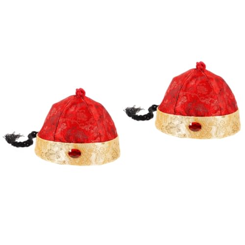 KITANDOVE 2St Kaiser hut caps diehüte kloburste schirmmützen Kostümzubehör kreativer hut für leistung Cosplay-Kappen des chinesischen Kaisers traditioneller Hut Retro-Hut-Requisite Satin- von KITANDOVE