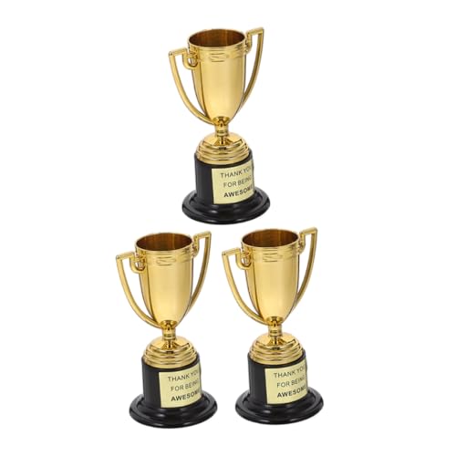 KITANDOVE Goldene Trophäen Aus Kunststoff 3er-pack Für Jungen Und Mädchen Sportwettkämpfe Klassenzimmer-belohnungen Partygeschenke Dekorativ von KITANDOVE