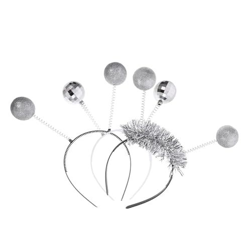 KITANDOVE 3st Disco Ball Stirnband Silberne Headbopper Disco-kugel-kostüm Antennenstirnbänder Silberne Weltraum-partygeschenke Kostümzubehör Für Silvester Discokugel-stirnband Schaum Silver von KITANDOVE