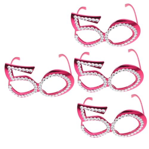 KITANDOVE 4 Paare Party-requisiten Dekorative Gläser Für Partys Party-kostüm-brille Lustige Brillen Zubehör Futuristisch Partygeschenke Verrückte Brille Sonnenbrille Herren 50. Rot Plastik von KITANDOVE