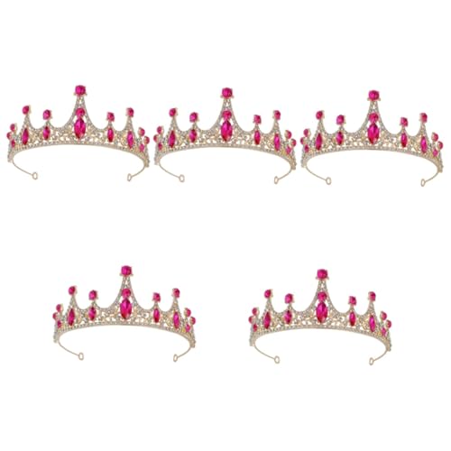 KITANDOVE 5st Tiara Haargummis Für Kleine Mädchen Kronen Stirnbänder Mädchen Stirnband Haarschmuck Für Mädchen Geburtstag Haarschmuck Kinderkronen Geburtstagskrone Kleine Krone Rosy Strass von KITANDOVE