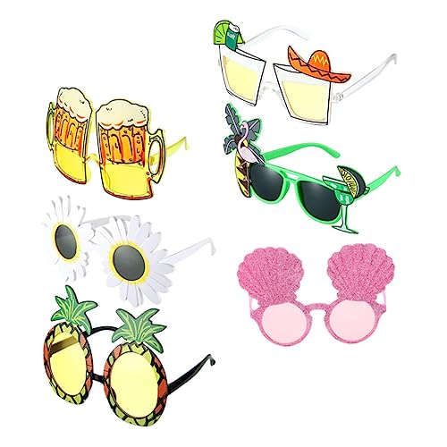 KITANDOVE 6St Hawaiianisches Spielzeug faschingsbrille karnevalsbrille hawaii outfit Luau-Partyzubehör Sonnenbrille mit Palmenmuster Foto-Requisite Brillen für das Festival Plastik von KITANDOVE