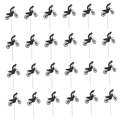 KITANDOVE 72 Stück 1 Satz Nummernschild Geburtstag Kreative Dessertauswahl Scooter-kuchendekoration Topper Für Kuchen Praktische Dessertdekore Cupcake-kapazitäten Papier Black von KITANDOVE