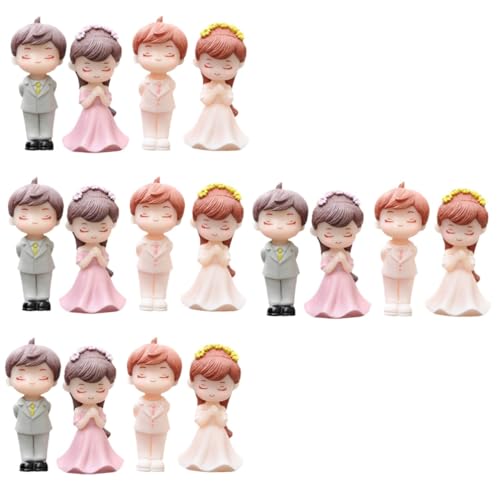 KITANDOVE 8 Paare Puppenschmuck Für Jungen Autodekoration Hochzeitspaarfigur Basteln Mädchen Hochzeit Miniaturfiguren Braut Bräutigam Kuchen Dekoration Romantisch Pvc von KITANDOVE