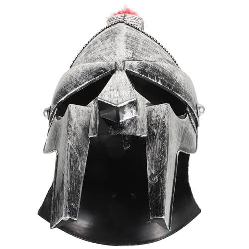 KITANDOVE -Hut Neuartiger Helm Cosplay-Helm Mittelalterliche Ritterhelm Mittelalterlicher Ritterhelm Soldatenkostüm Helm griechischer spartanischer römischer Helm Plastik Silver von KITANDOVE