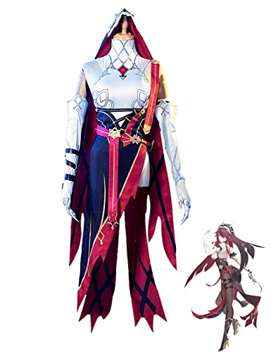 Anime Cosplay Kostüm Genshin Impact Rosaria Spiel Kleid Sets Halloween Party Uniform Outfits mit Seidenstrümpfe (X-Large) von KITAT