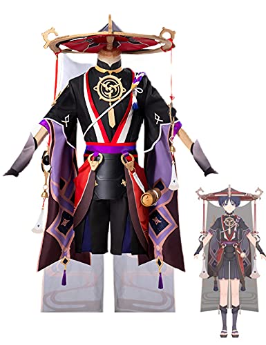 KITAT Genshin Impact Scaramouche Cosplay Anime Kostüm Halloween Party Luxus Spiel Uniform Anzüge mit Hut (Large) von KITAT