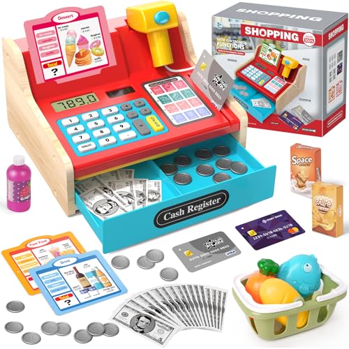 2025 Kasse Kinder Spielzeug aus Holz mit Scanner Rechnerfunktion, Elektronische Spielzeug Kaufladen Zubehör für Kinder, Kinderkasse Kaufladen Rollenspiel Geschenk für Jungen Mädchen ab 3 4 5 6 Jahren 2025 Kasse Kinder Spielzeug aus Holz mit Scanner Rechnerfunktion, Elektronische Spielzeug Kaufladen Zubehör für Kinder, Kinderkasse Kaufladen Rollenspiel Geschenk für Jungen Mädchen ab 3 4 5 6 Jahren von KIZJORYA