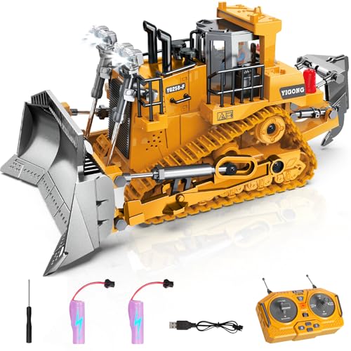 Ferngesteuerter Bulldozer, 9-Kanäle Metall RC Baufahrzeug Spielzeug mit Licht Sound und Wiederaufladbarem Akku, Ferngesteuertes Planierraupe Spielzeug Geschenk für Kinder Jungen Mädchen 4–12 (2.4 GHz) Ferngesteuerter Bulldozer, 9-Kanäle Metall RC Baufahrzeug Spielzeug mit Licht Sound und Wiederaufladbarem Akku, Ferngesteuertes Planierraupe Spielzeug Geschenk für Kinder Jungen Mädchen 4–12 (2.4 GHz) von KIZJORYA