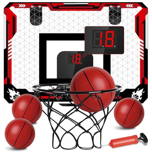 KIZJORYA Kinder Basketballkorb Indoor: Elektronischer Punktzähler, Mini-Basketballkorb mit 4 Bällen, Klappbare Tür-Basketballanlage - Tolles Geschenk für Kinder, Teens & Erwachsene ab 3 Jahren von KIZJORYA