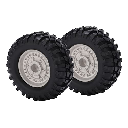 KJAOYU Metal Wheel Rims Hubs and Rubber Tires Set for CC01 D90 RC Car - and Performance for RC Enthusiasts (Silver) von KJAOYU