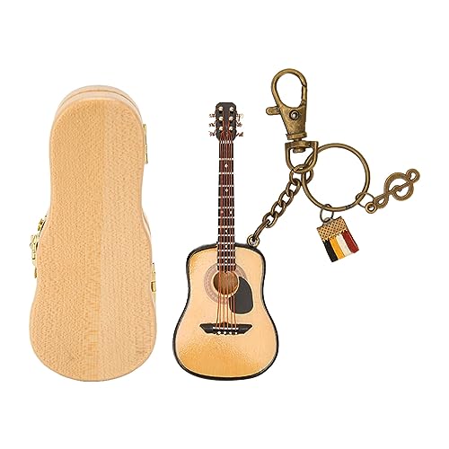 Miniatur-Gitarre aus Holz, exquisiter Mini-Gitarren-Modell-Schlüsselanhänger – detailreiche Miniatur-Holzgitarre für Tisch- und Regalpräsentation, für Musikliebhaber und Sammler von KJAOYU